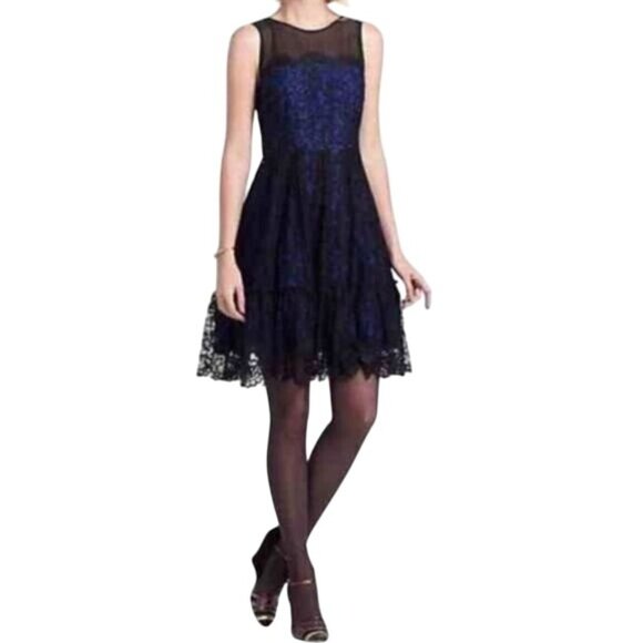 Anthropologie Dresses & Skirts - NWT Moulinette Soeurs X Anthropologie Blue & Black Lace Sleeveless A-Line Dress